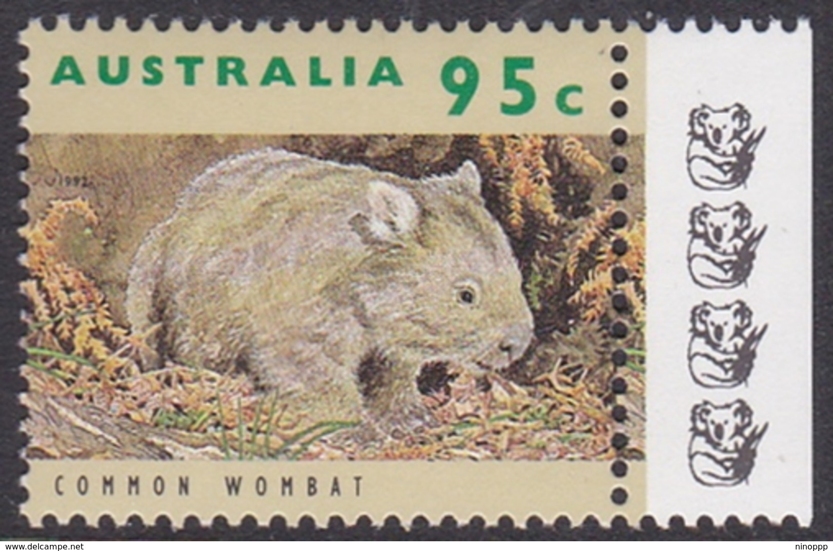 Australia ASC 1361d 1992 Australian Wildlife 95c Wombat, 4 Koalas Reprint, Mint Never Hinged - Ensayos & Reimpresiones