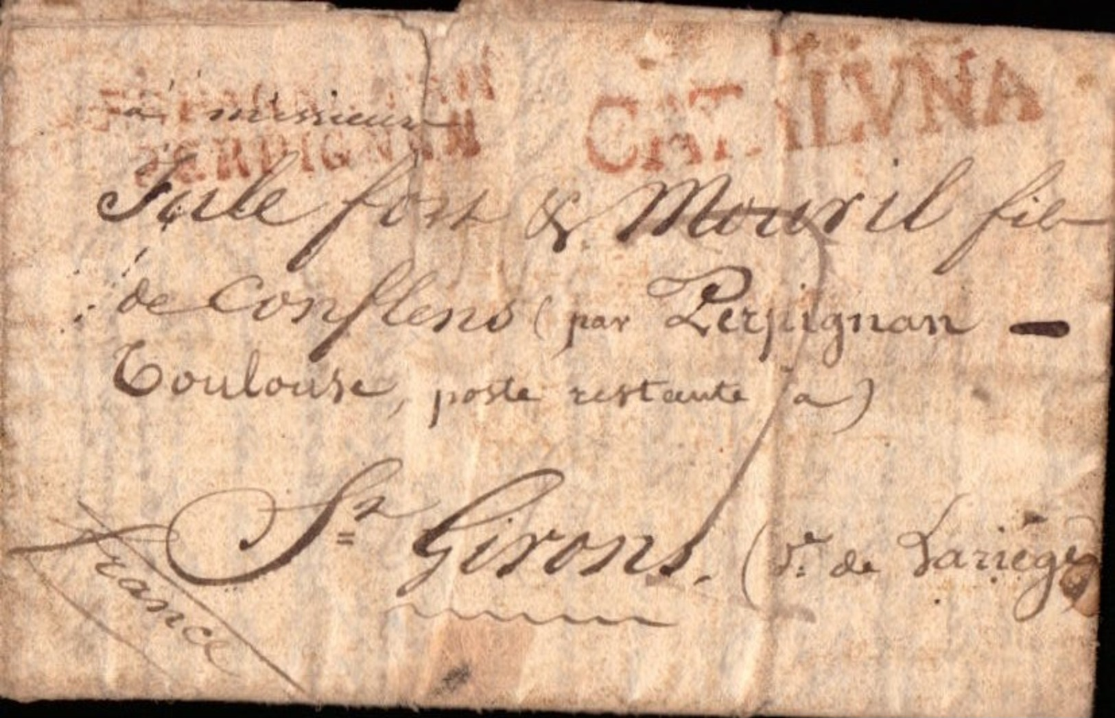 LETTRE DEPARTEMENTS  ESPAGNE PAR PERPIGNAN EMPIRE Armee De PERPIGNAN CATALOGNE ARIEGE SAINT GIRONS - 1792-1815: Départements Conquis