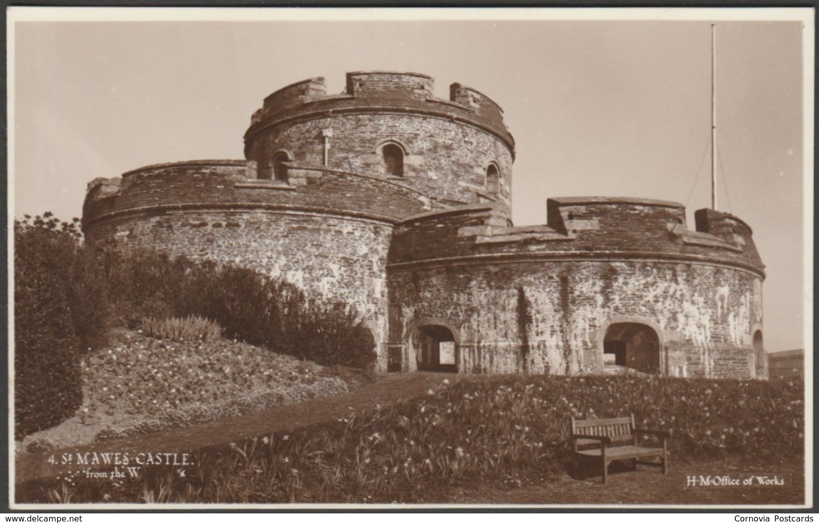 St Mawes Castle From The West, Cornwall, 1937 - HM Office Of Works RP Postcard - Other & Unclassified