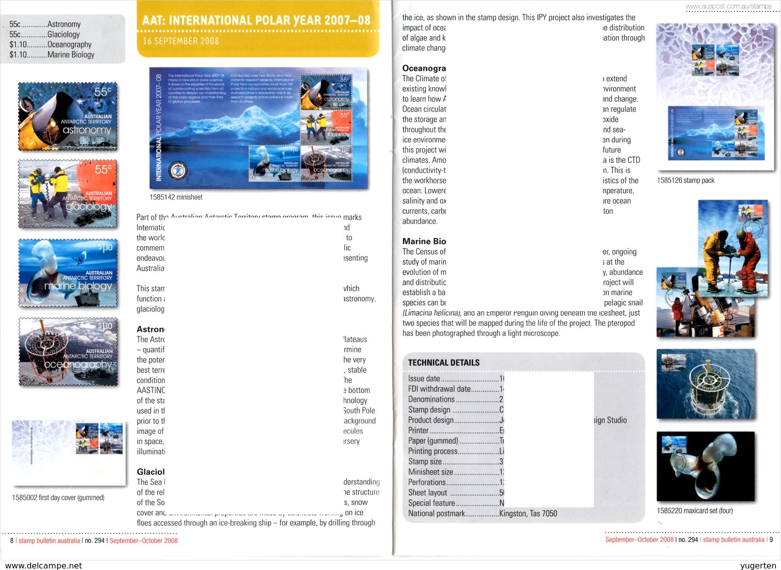 AUSTRALIA - Stamp Bulletin - 2008 - Polar Year  Astronomy Glaciology Oceanography Marine Biology Polares Jahr - International Polar Year