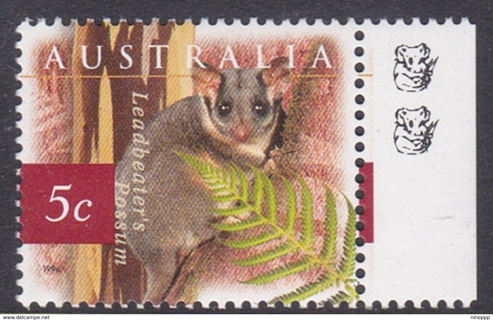 Australia ASC 1560b 1996 Nature Of Australia, 5c Possum, 2 Koalas, Mint Never Hinged - Essais & Réimpressions