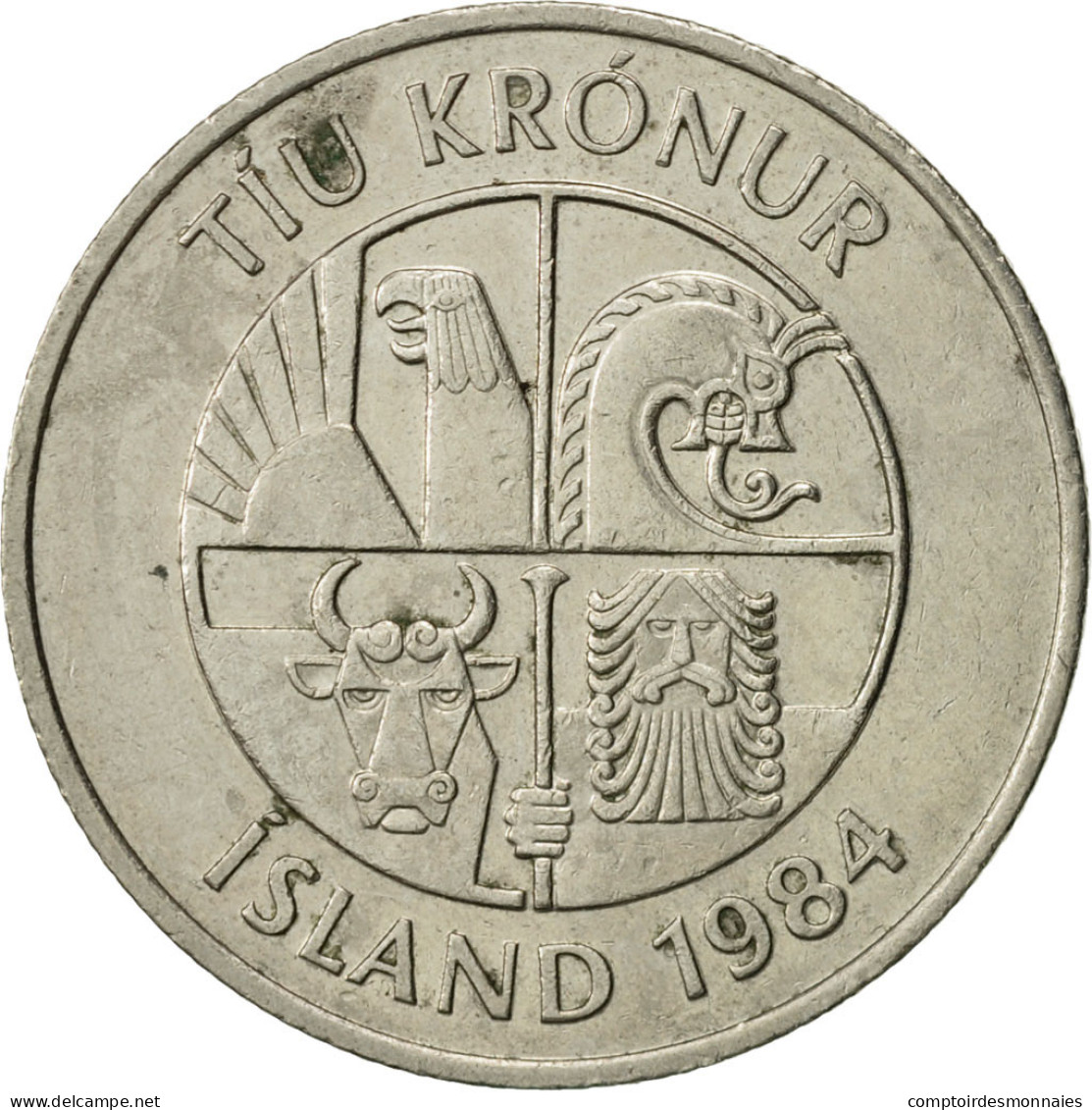 Monnaie, Iceland, 10 Kronur, 1984, TTB+, Copper-nickel, KM:29.1 - Island