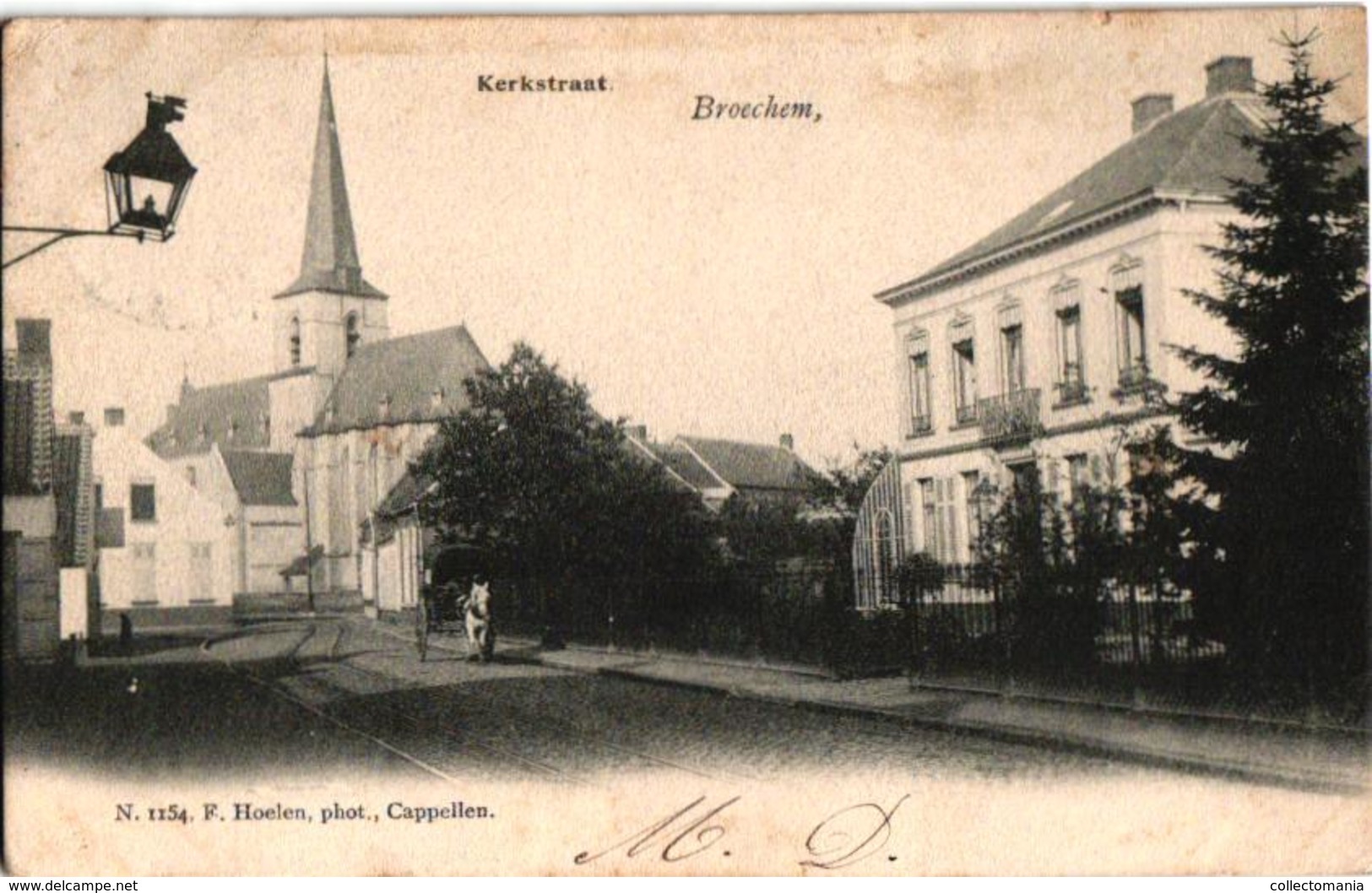 1 Oude  Postkaart   Broechem   Kerkstraat   Uitg. Hoelen N° 1154    1904 - Ranst