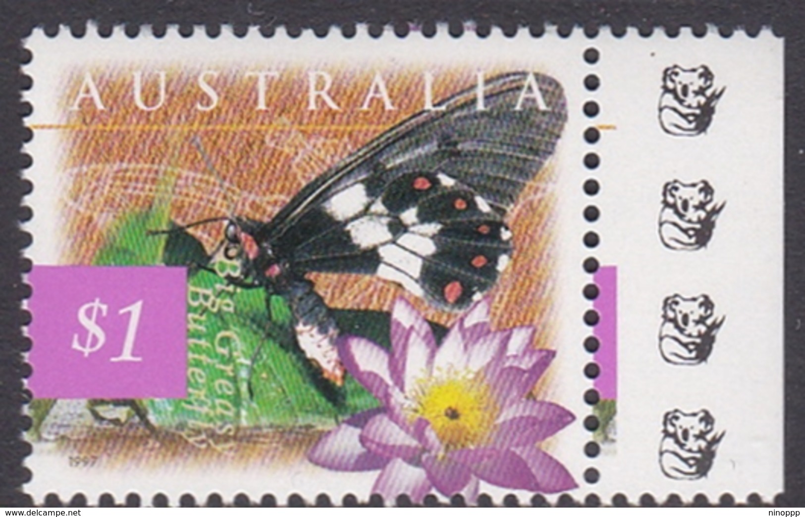 Australia ASC 1608e 1997 Nature Of Australia, $1.00 Butterfly 4 Koalas, Mint Never Hinged - Essais & Réimpressions