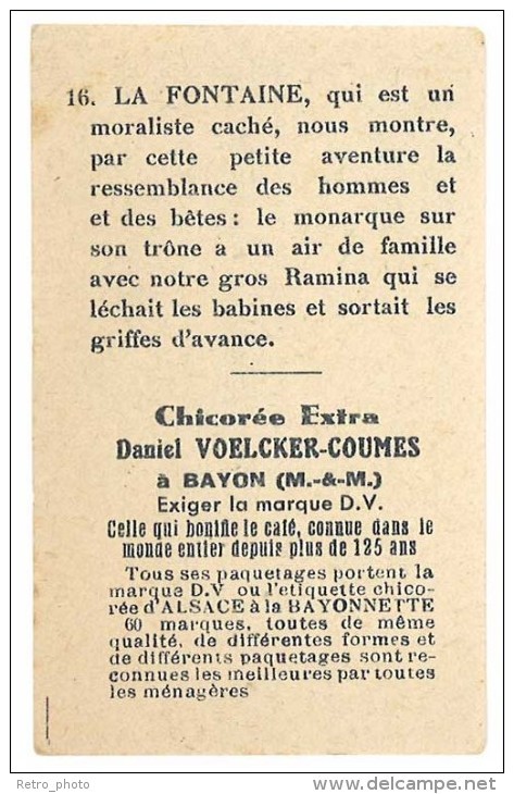 12 Chromos Chicorée Extra D. Voelcker-Coumes à Bayon (M. & M.), Fable De La Fontaine : Le Chat, La Belette ...lapin - Autres & Non Classés