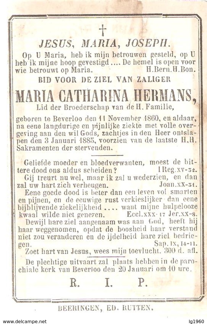 BEVERLOO - 1860-1885 - Maria Catharina HERMANS - Devotion Images