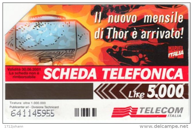 ITALY F-214 Magnetic SIP - Comics, Thor Exp. 30.06.01 - Used - Öff. Sonderausgaben