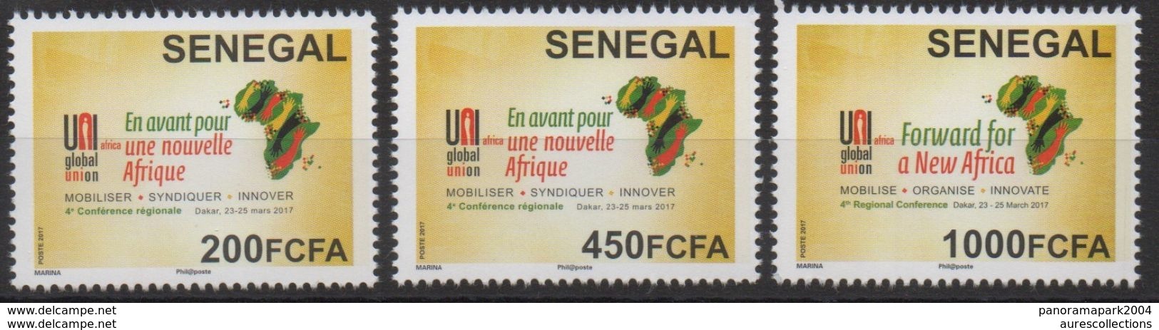 SENEGAL 4EME 4TH 4 CONFERENCE UNI AFRICA BANK BANQUE FINANCE GLOBAL UNION MAP HANDS MAINS CARTE AFRIQUE 2017 RARE MNH - Géographie