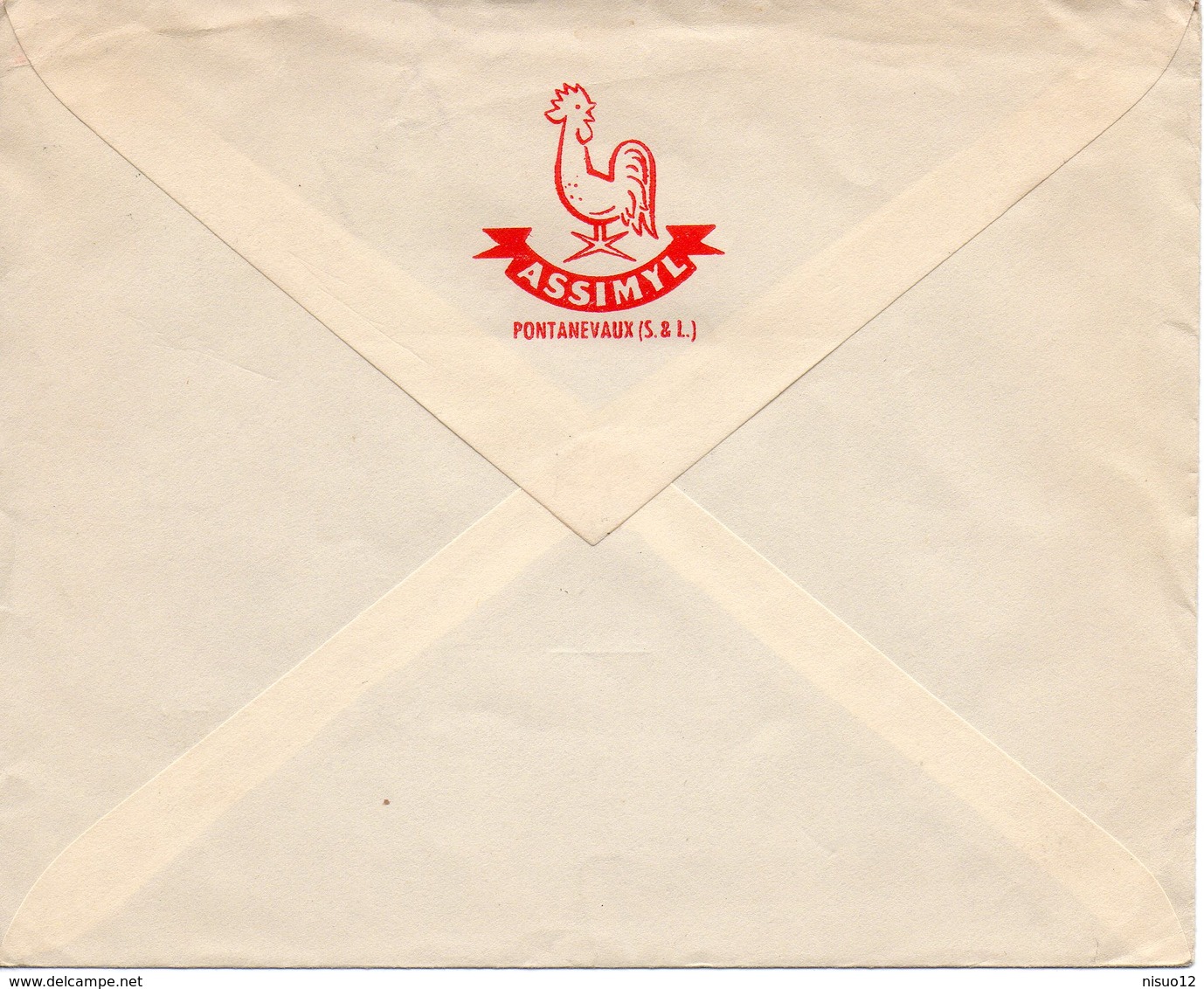 Enveloppe Avec Logo ASSIMYL Pontanevaux (S&L). Cachet MACON GARE 1959 (2 Scans) - Oblitérations Mécaniques (flammes)