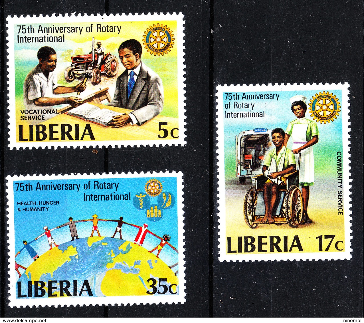 Liberia  -1979. Anniv. Rotary. Trattore,assistenza Medica Servizi. Tractor, Vocational Service, Medical Assistance MNH - Rotary, Lions Club