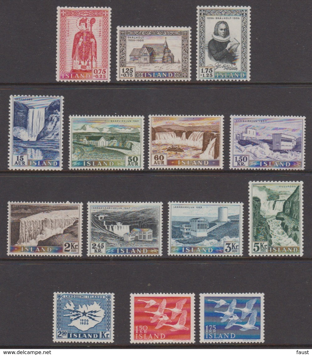 1956 ** Islande (sans Charn., MNH, Postfrish) Complete Yv 258/71  Mi 300/13  FA 334/47  (14v) - Komplette Jahrgänge