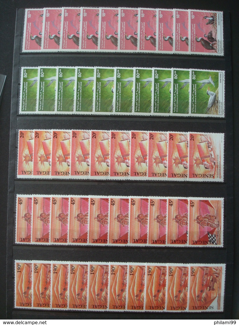 SENEGAL + MAURITANIA STOCK 7 X 10 SETS MNH** 6 SCANS NICE THEMA O/w BUZIN SPORTS CARS INDUSTRY FAUNA IMPERFORATED - Sénégal (1960-...)