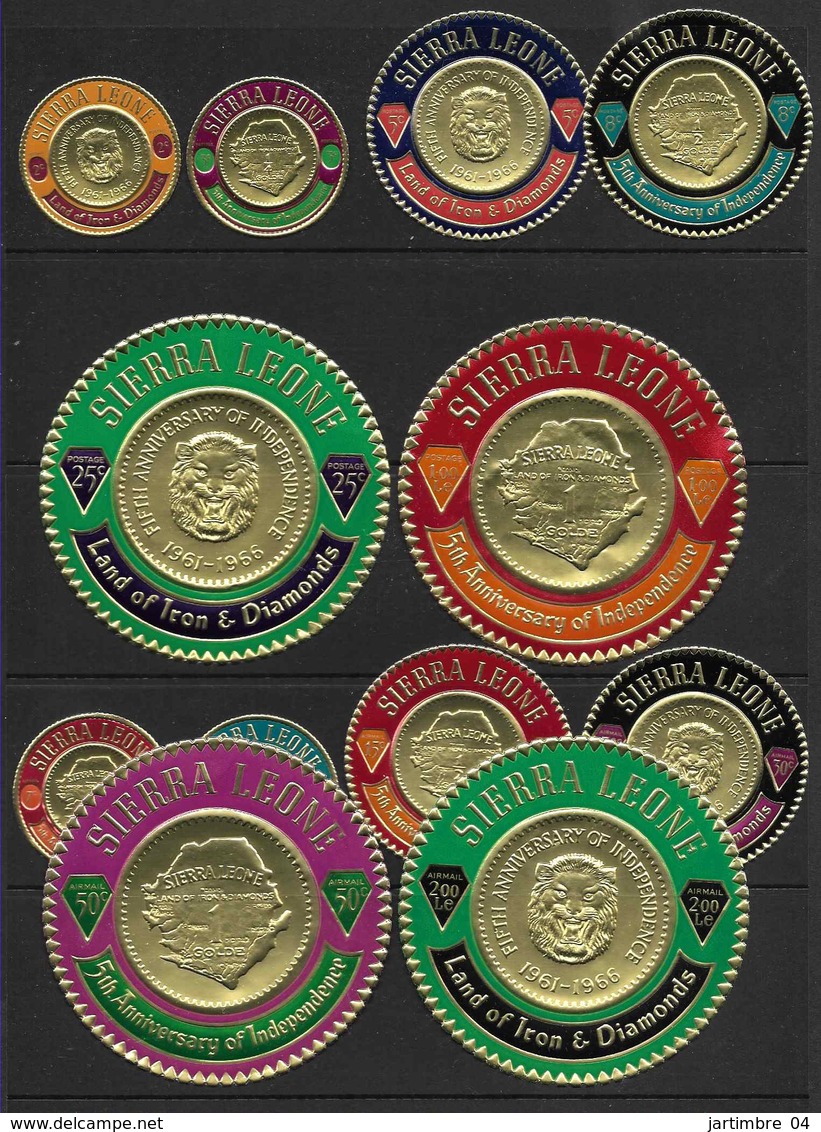 1966 SIERRA LEONE 305-10+  PA  50-55 ** Monnaies D'or, Timbres Ronds, RARE - Sierra Leone (1961-...)