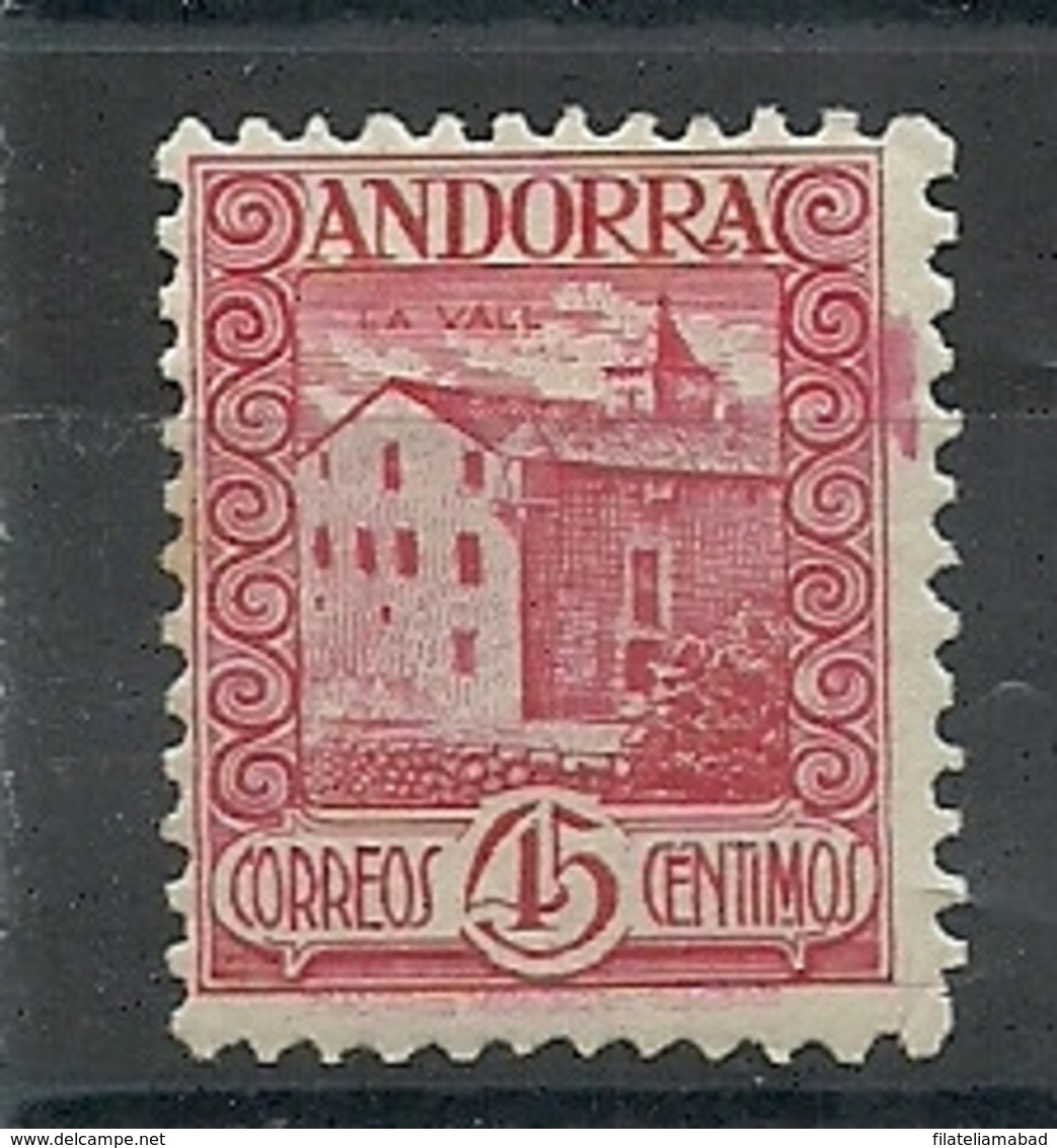 ANDORRA CORREO ESPAÑOL  BONITO SELLO Nº 38 MANCHA ROJA DE IMPRESIÓN CON FIJA SELLOS (S.1.C.08.18) - Neufs