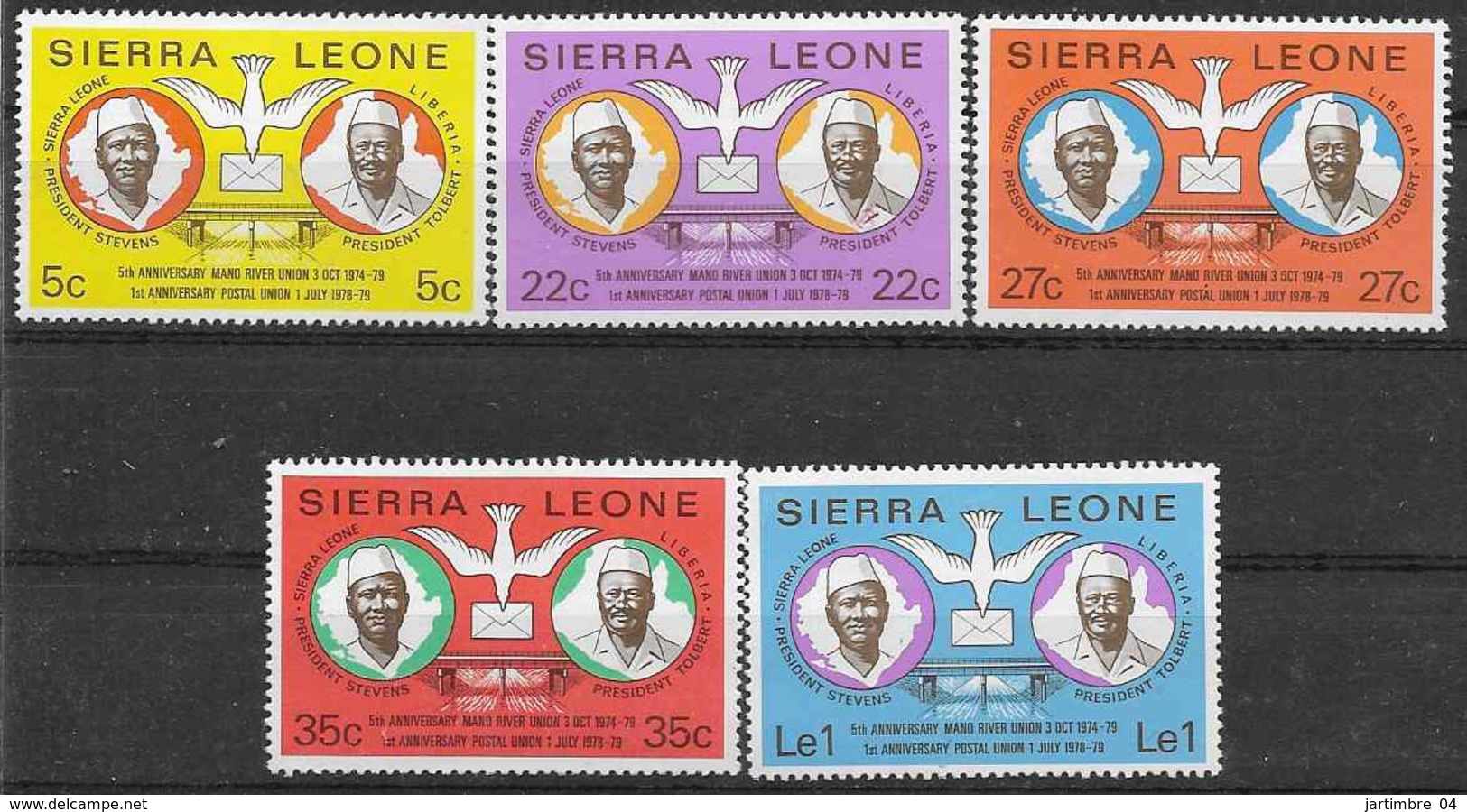 1979 SIERRA LEONE 418-22+ BF 2** U.P.U, Rivière Mano, Pont, Drapeaux - Sierra Leone (1961-...)