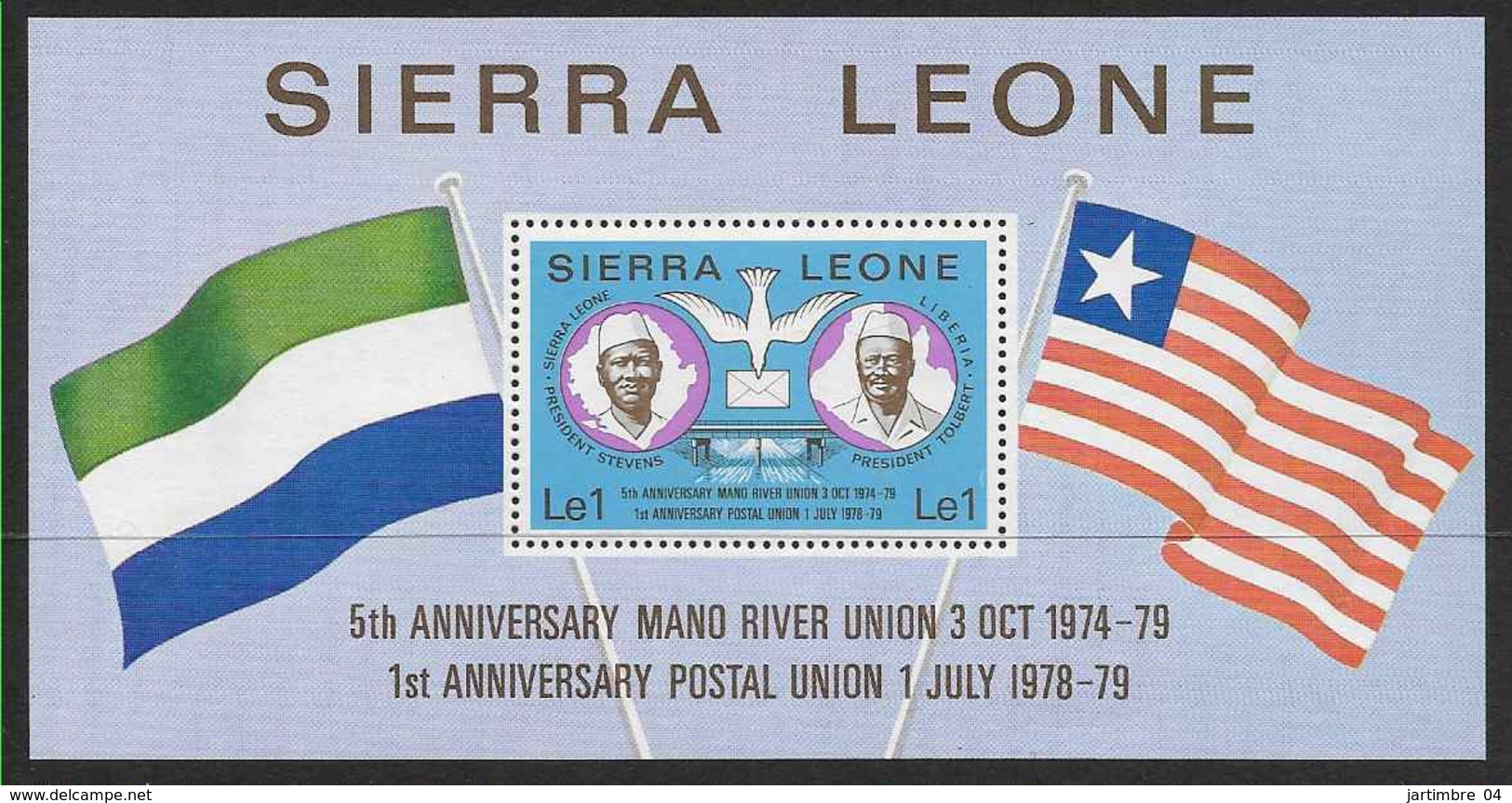 1979 SIERRA LEONE 418-22+ BF 2** U.P.U, Rivière Mano, Pont, Drapeaux - Sierra Leone (1961-...)