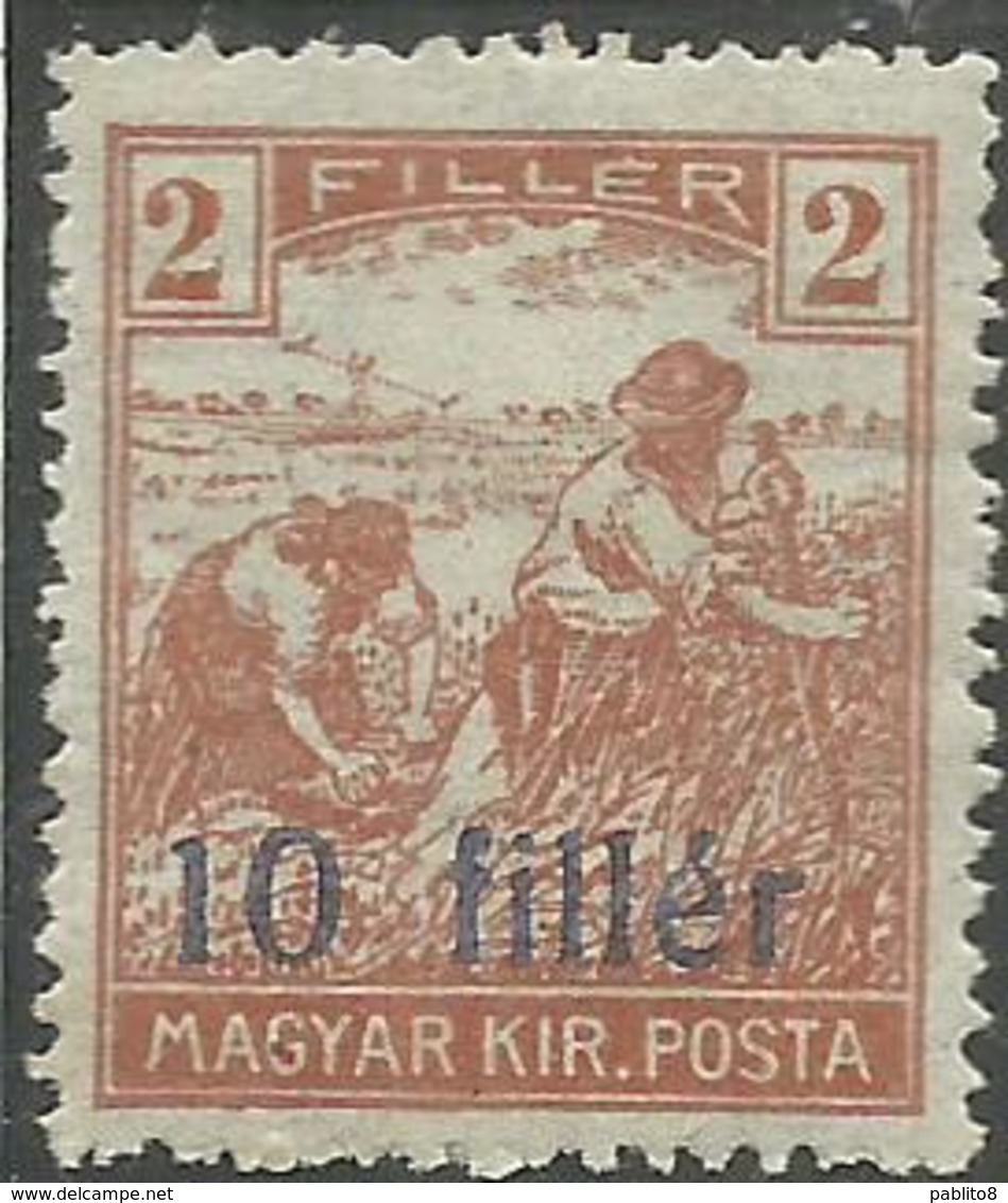 HUNGARY SERBIAN OCCUPATION TEMESVAR ISSUE 1919 HUNGARIAN STAMPS BLACK SURCHARGE 10f ON 2f MLH - Temesvár