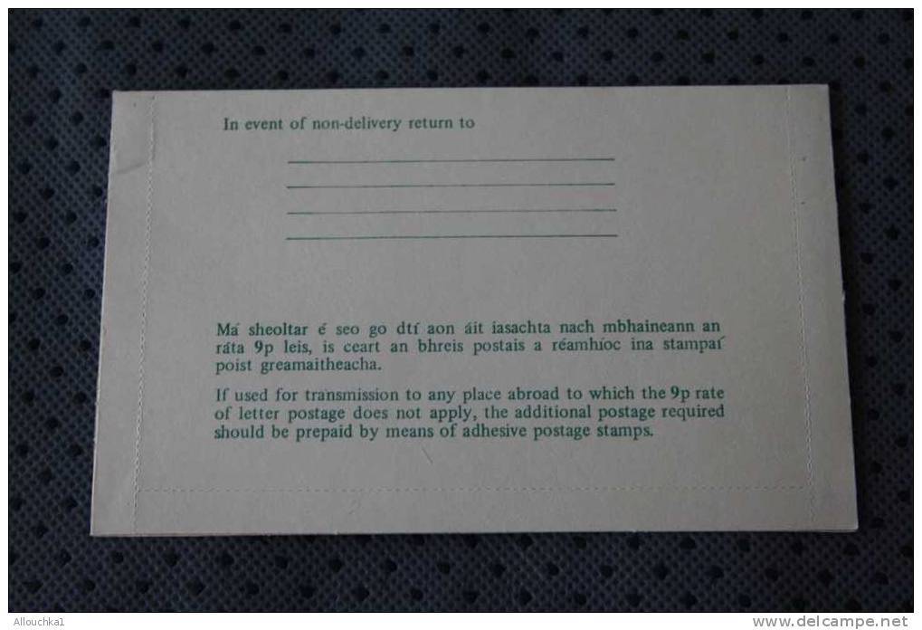 EIRE IRLANDE LITIR-CHARTA 9 Posga Briefkaart-NEW NEUF**INTERO POSTALI-GANZES POSTALISCH-INTEGER MAIL-ENTIER POSTAL HARPE - Airmail