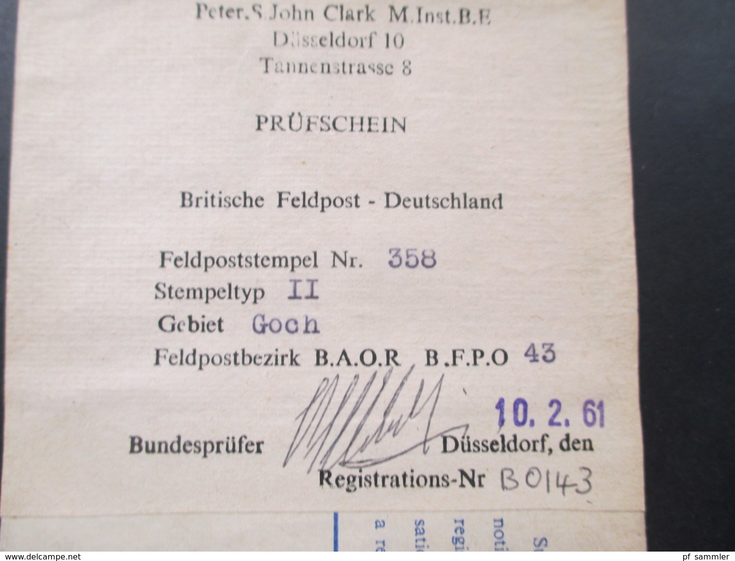 GB FPO Field Post Office 1959 - 1961 Forces Overseas Registered Letter mit Zusatzfrankaturen! Prüfschein / Düsseldorf