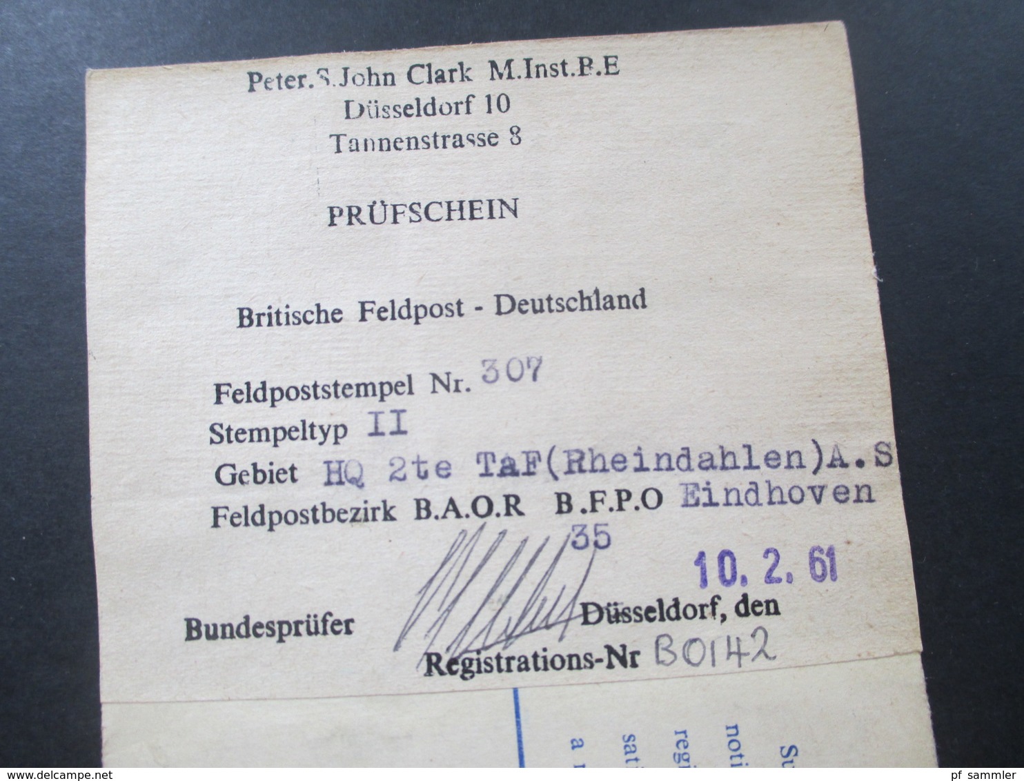 GB FPO Field Post Office 1959 - 1961 Forces Overseas Registered Letter mit Zusatzfrankaturen! Prüfschein / Düsseldorf