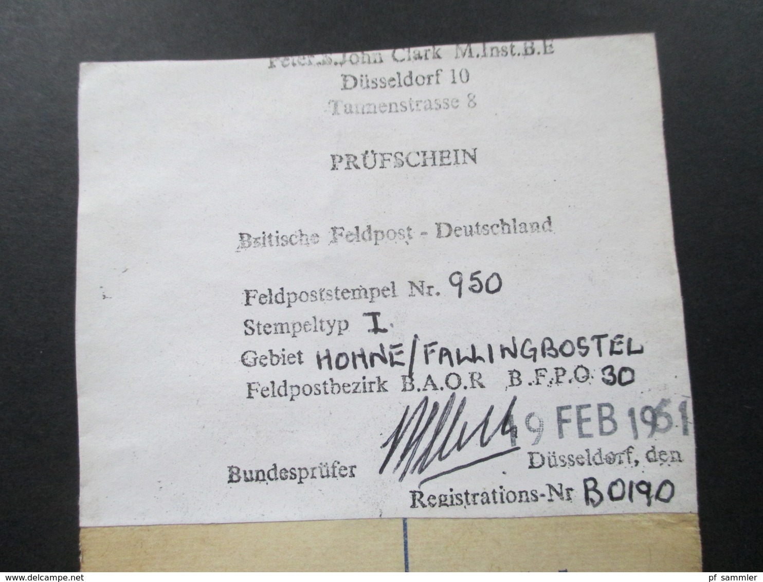 GB FPO Field Post Office 1959 - 1961 Forces Overseas Registered Letter mit Zusatzfrankaturen! Prüfschein / Düsseldorf