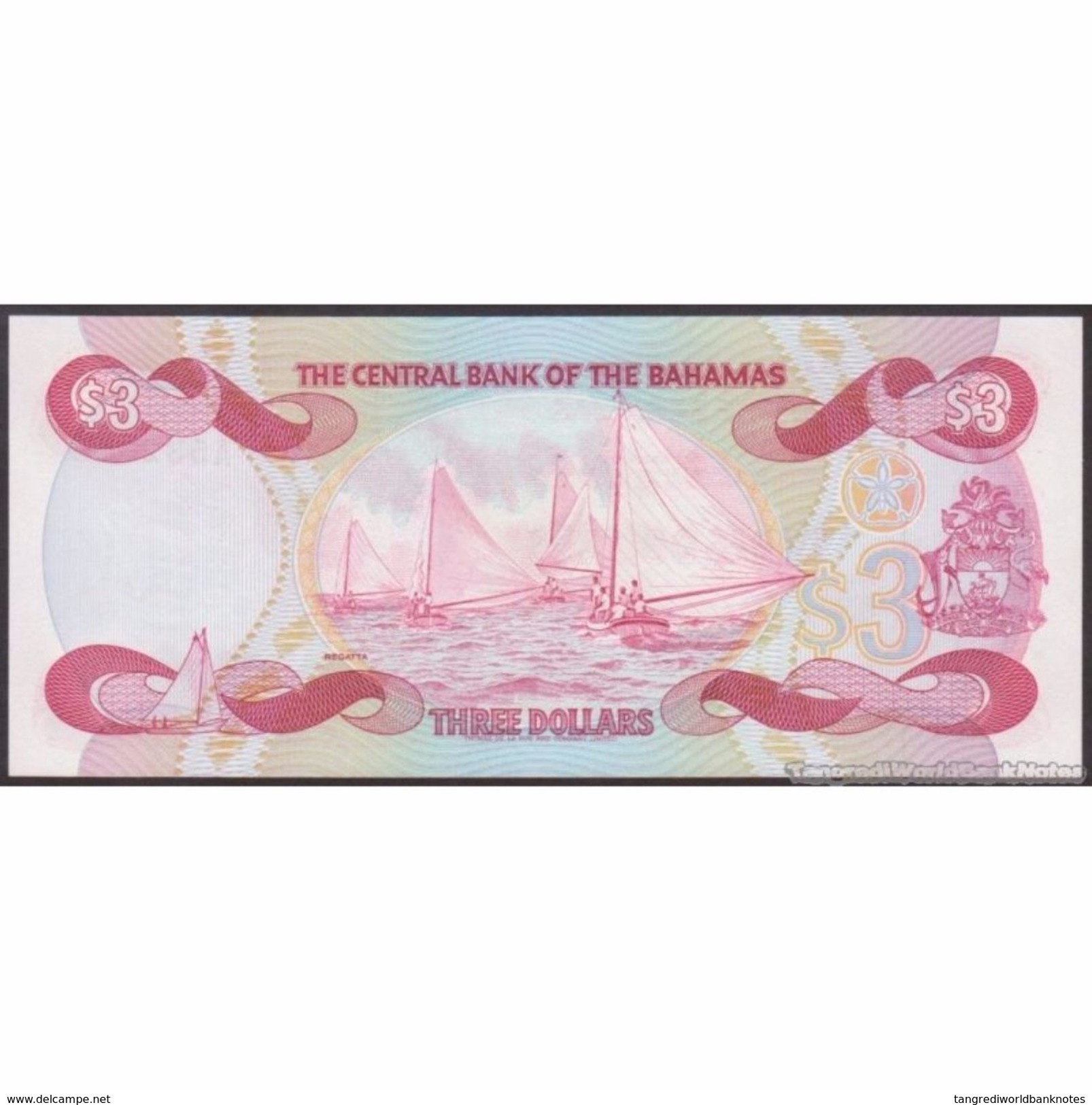 TWN - BAHAMAS 44a - 3 Dollars L.1974 (1984) Prefix A UNC - Bahamas