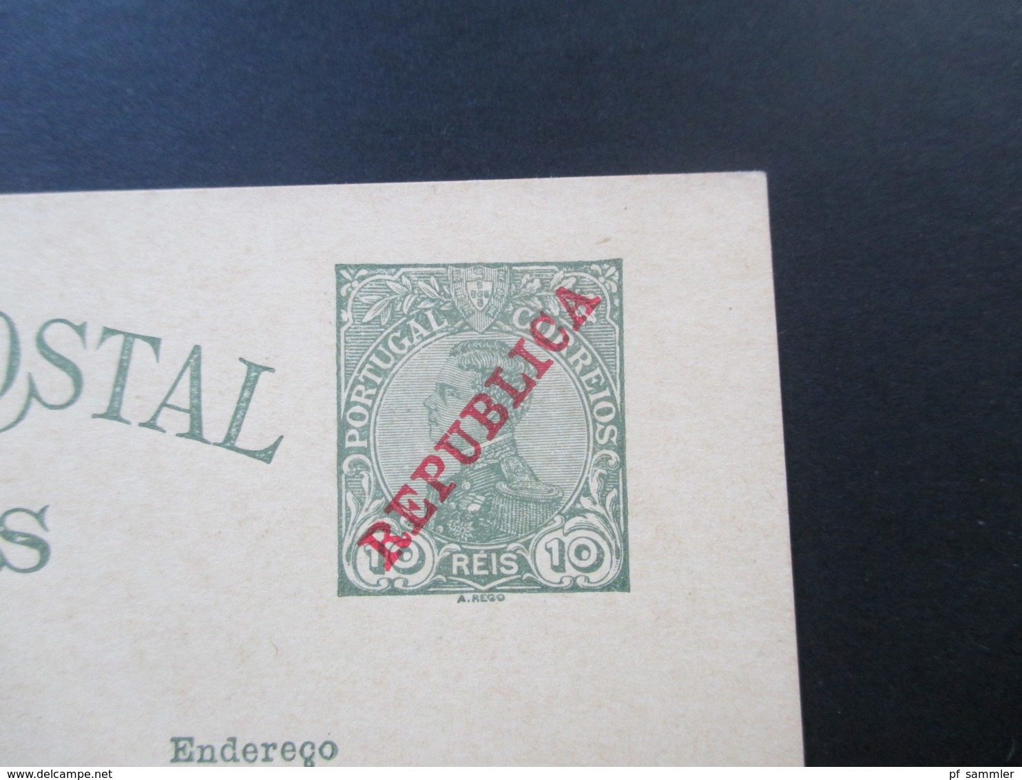 Portugal 1910 Ganzsache P 55 Roter Handstempelaufdruck Republica. Ungebraucht Und Guter Zustand! - Postal Stationery