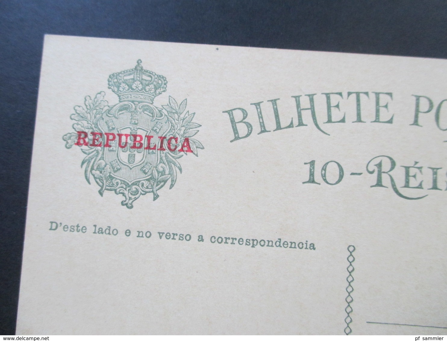 Portugal 1910 Ganzsache P 55 Roter Handstempelaufdruck Republica. Ungebraucht Und Guter Zustand! - Postwaardestukken