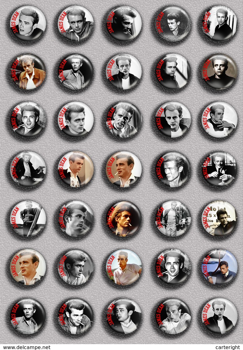 James Dean Movie Film Fan ART BADGE BUTTON PIN SET 1 (1inch/25mm Diameter) 35 DIFF - Filmmanie