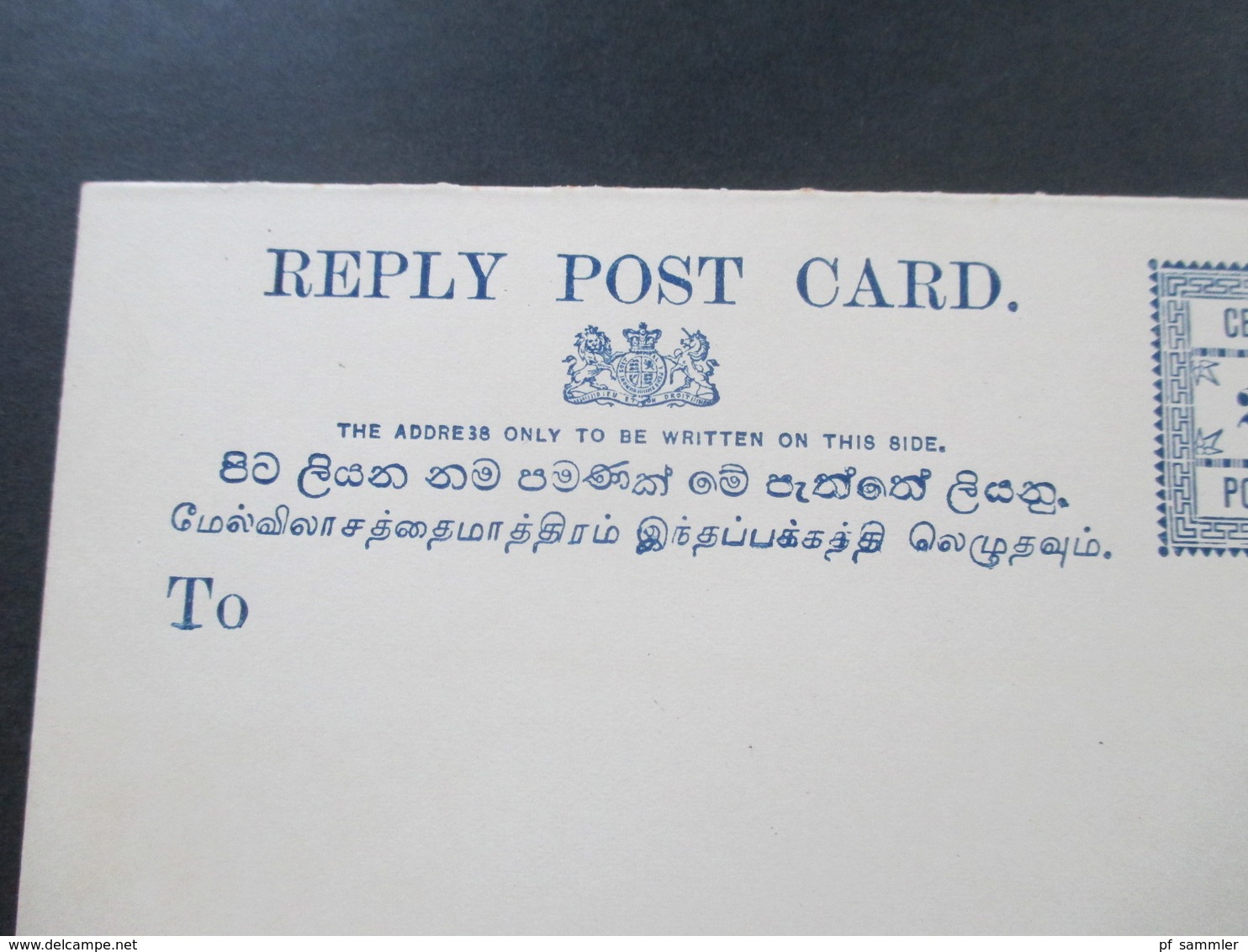 GB Kolonie Ceylon Reply Post Card / Frage Und Antwort Karte Ungebraucht Und Guter Zustand! 2 Cents - Ceylon (...-1947)