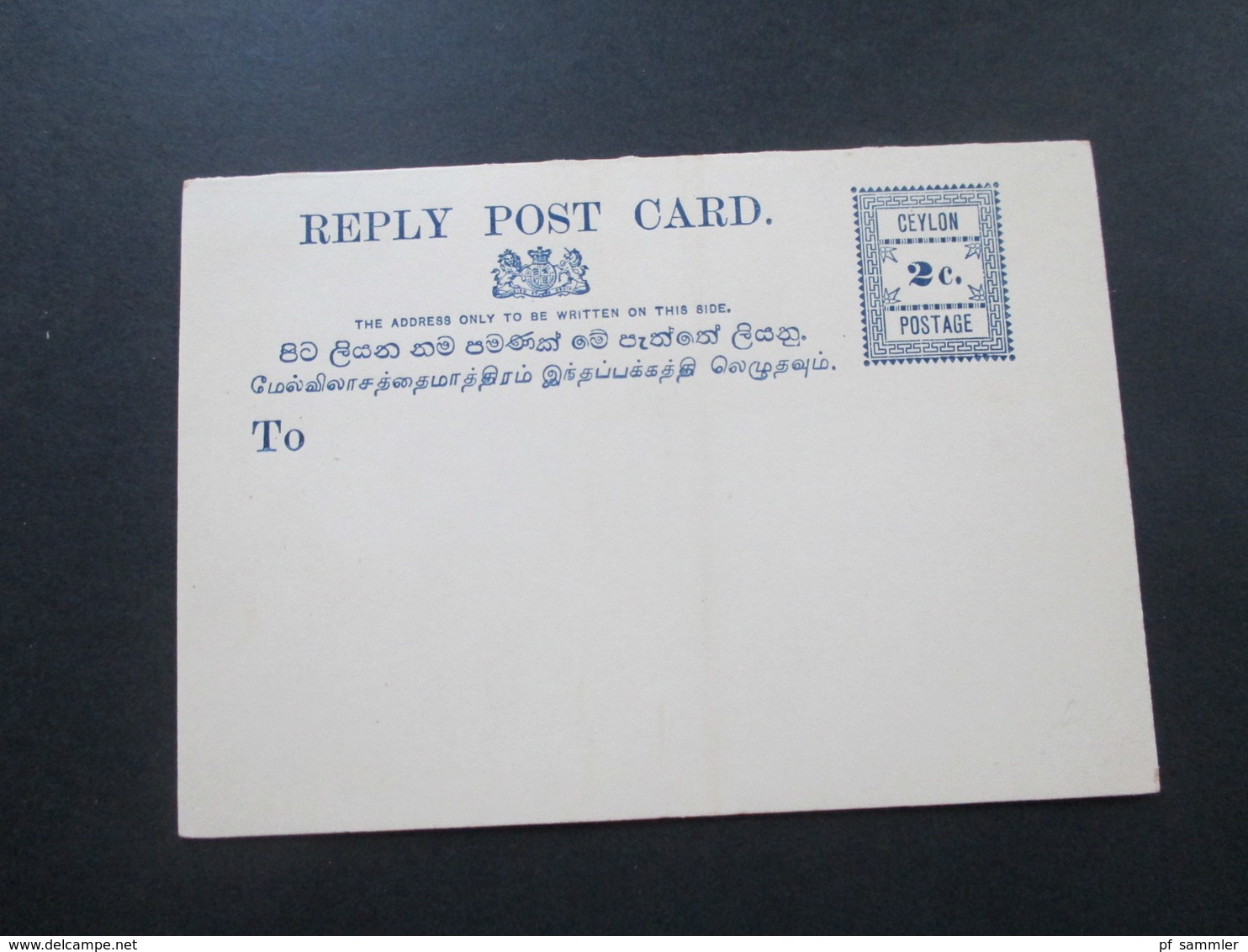 GB Kolonie Ceylon Reply Post Card / Frage Und Antwort Karte Ungebraucht Und Guter Zustand! 2 Cents - Ceylan (...-1947)