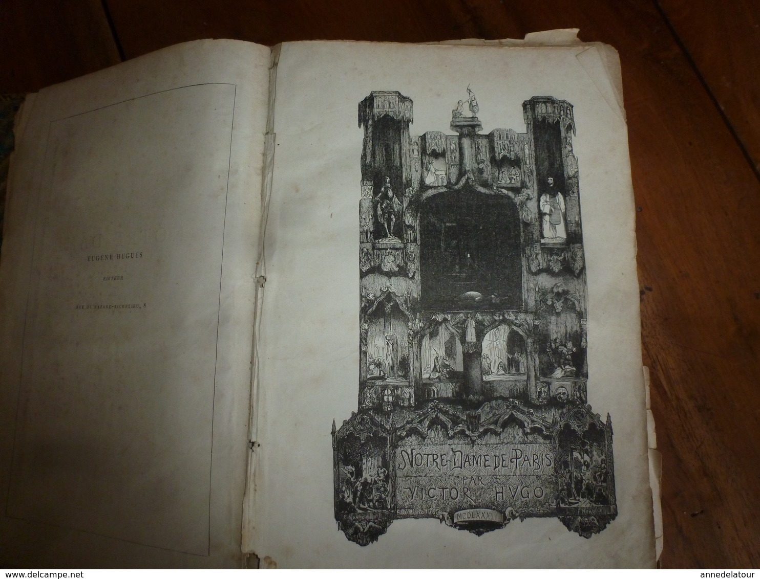 18?? NOTRE DAME DE PARIS de Victor Hugo (nombr. gravures - imprimerie J. Claye -  A. Quantin et Cie , rue St- Benoit