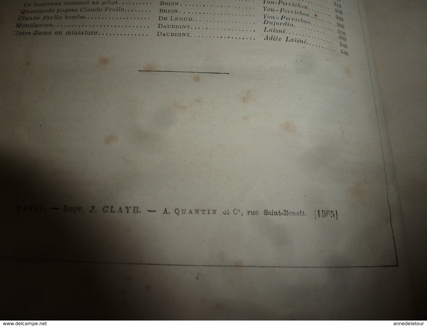 18?? NOTRE DAME DE PARIS de Victor Hugo (nombr. gravures - imprimerie J. Claye -  A. Quantin et Cie , rue St- Benoit