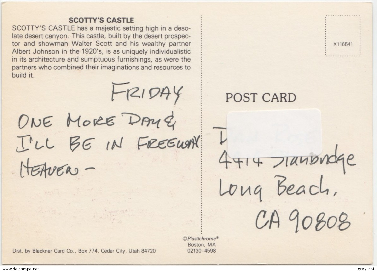 Scotty's Castle, Death Valley, Used Postcard [21724] - Death Valley