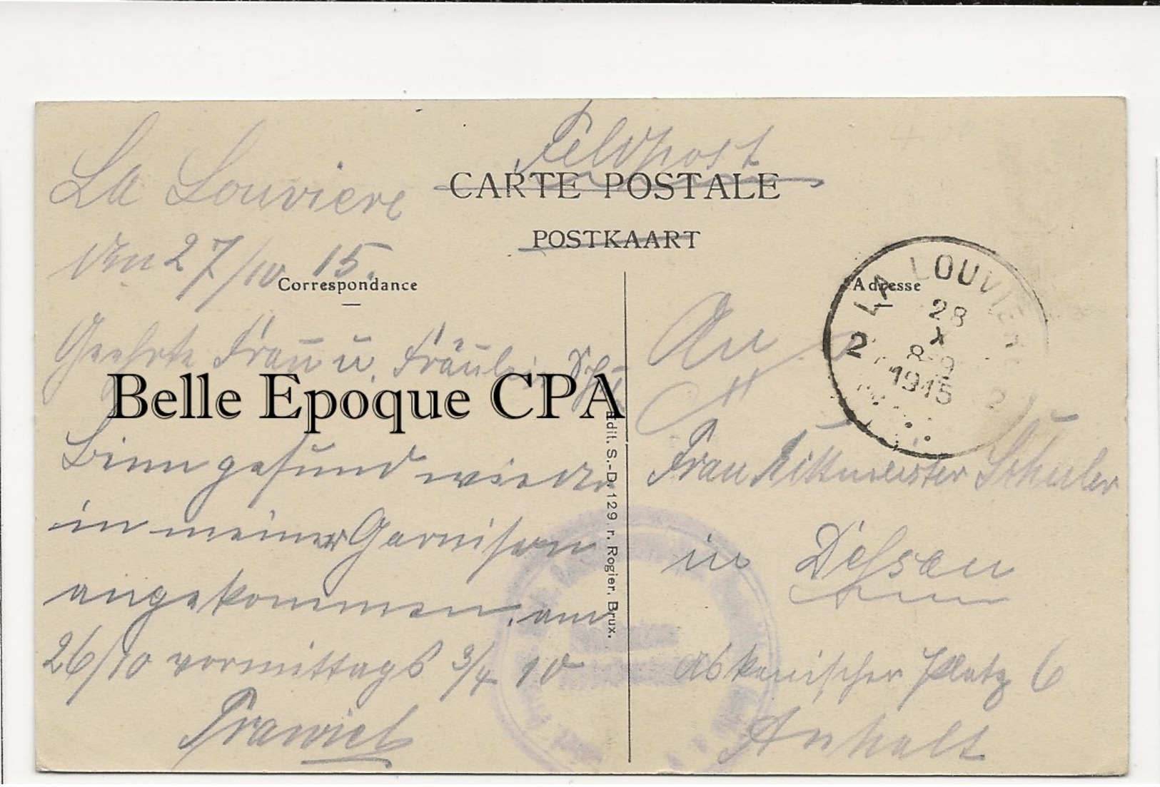 Belgique - LA LOUVIÈRE - Château Boch ++++ Soldaten Brief Stempel / Feldpost +++ 1915 - La Louvière