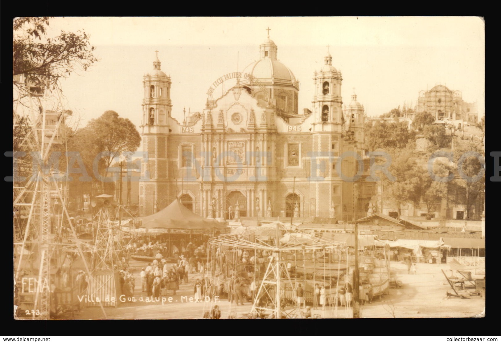 MEXICO REAL PHOTO VILLA DE GUADALUPE CARROUSEL Merry-go-round CARTOLINA ORIGINAL Ca1900 POSTCARD CPA AK W5-047 - Messico