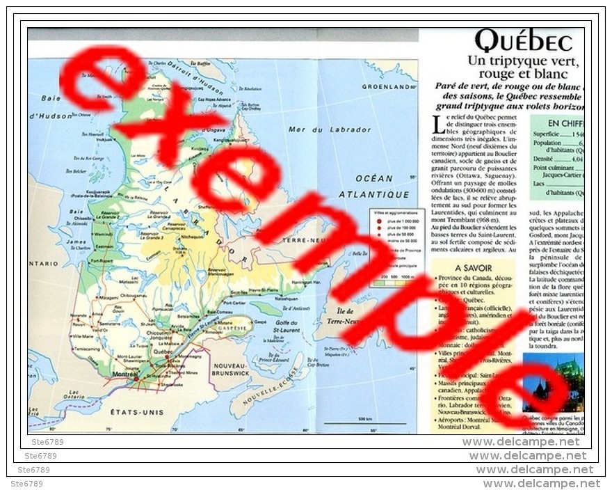 SAINT PIERRE ET MIQUELON Région  France  Géographie Pays Ou Ville Fiche Dépliante - Géographie