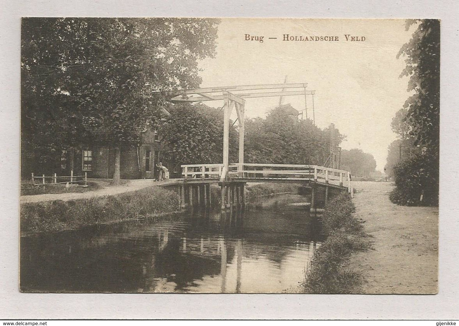 Oude Pk.  Brug. - Hollandsche Veld.   Postzegel 1927 Meppel - Hoogeveen