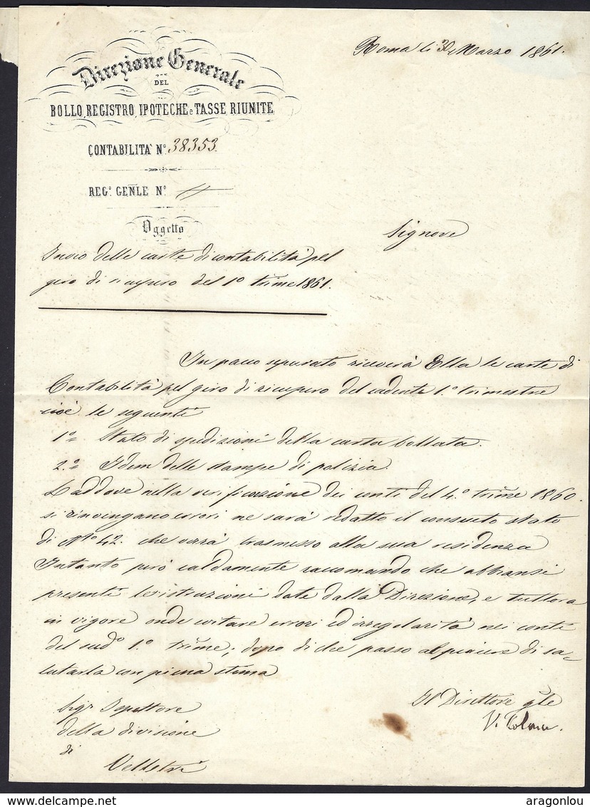 Italie / Italia Etats Pontificaux: Lettre De Rome à Ferentino, 30.3.1861 Cachet à Rayure ABJ, 3xBAJ. 1 (4scans) - Etats Pontificaux