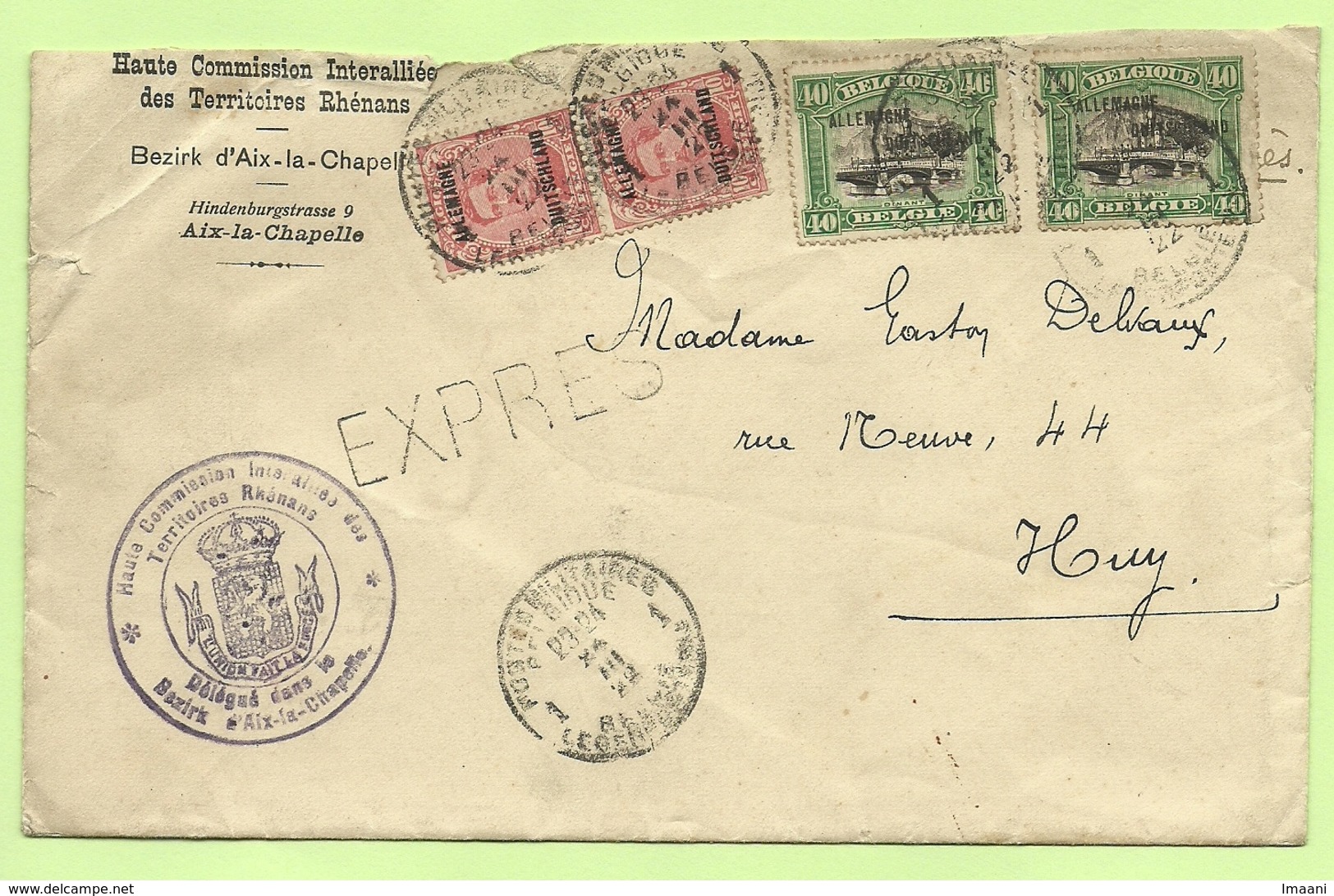 BZ 42+48 Op Brief (Aix-la-Chapelle) Per EXPRES (RARE!!!!!) Stempel POSTES MILITAIRES BELGIQUE 1    (B8680) - OC38/54 Belgische Bezetting In Duitsland