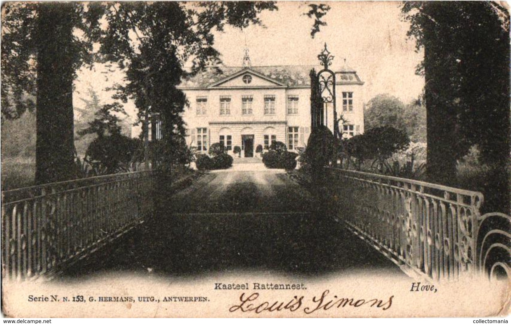 2 Oude  Postkaarten   Hove   Kasteel Hoveberg  1906  Hermans N°151   Kasteel Rattennest  Hermans  N°153 - Hove