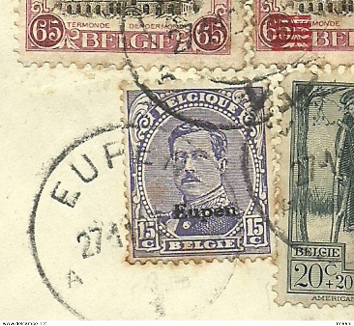 BZ 89 (opdruk Eupen)+188A+220 Op Brief AANGETEKEND Stempel EUPEN , Gemengde Frankeering !  (RARE !!!!)(B7113) - OC55/105 Eupen & Malmédy