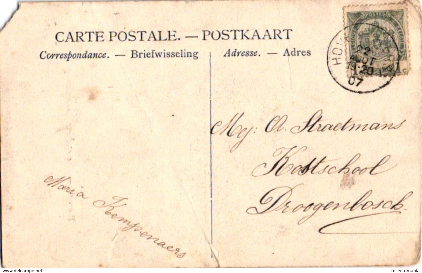 3 Oude  Postkaarten   Hove  Villa Ons Genoegen  Hermans  N°142  1904 Onderwijzerswoning  Kapellestr.(afgesneden Hoeken) - Hove