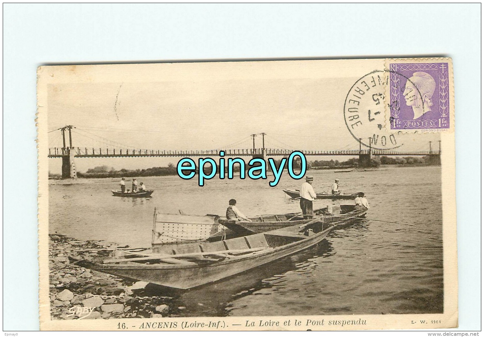 44 - ANCENIS - La Loire Et Le Pont Suspendu - Pêche - Pêcheur - Batellerie - Futeau - Ancenis