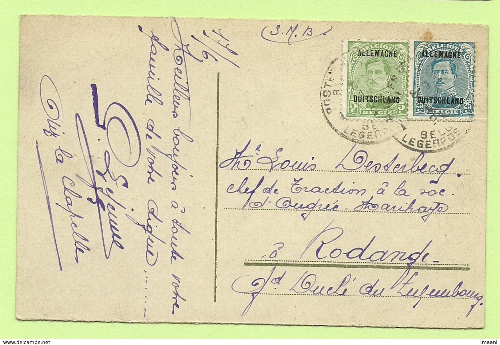 BZ 41+45 Op Kaart Stempel POSTES MILITAIRES BELGIQUE 1 (verzonden AIX-LA-CHAPELLE) (K4373) - OC38/54 Belgische Bezetting In Duitsland