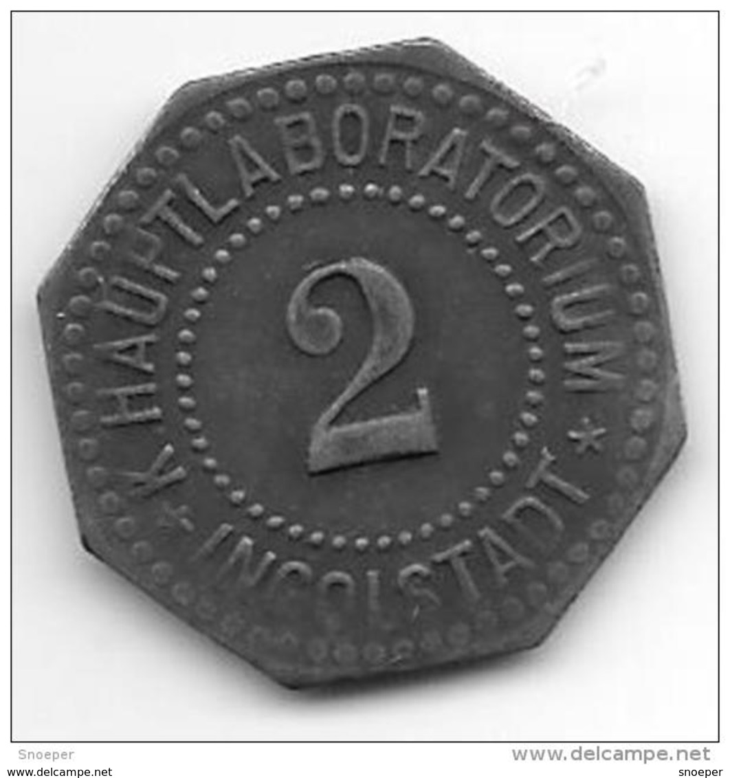 *notgeld  Ingelstadt 2 Pfennig ND  Zink K. Hauptlaboratorium 6678.2 - Other & Unclassified