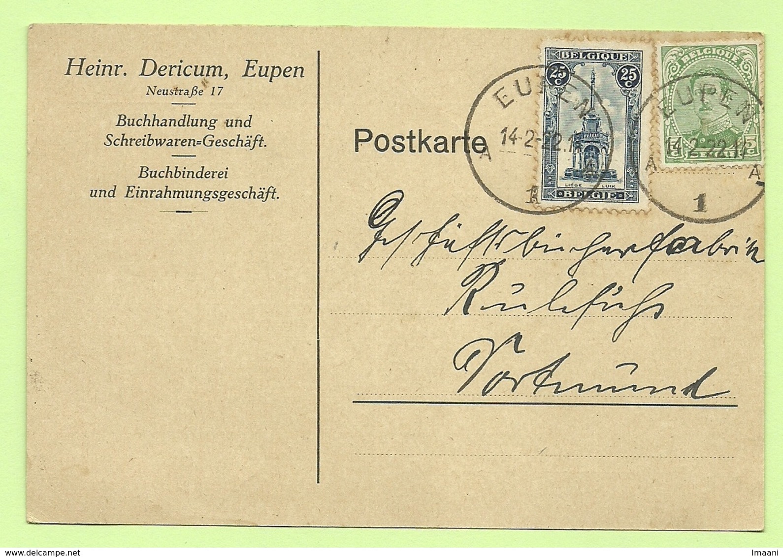 137+ 164 Op Kaart Met Stempel EUPEN (K4442) - OC55/105 Eupen & Malmédy