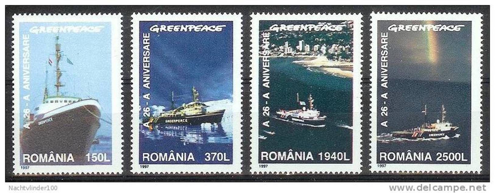 Mua059 TRANSPORT SCHIP SCHEPEN GREENPEACE SHIP SCHIFFE ROMANA ROEMENIË 1997 PF/MNH  VANAF1EURO - Bateaux