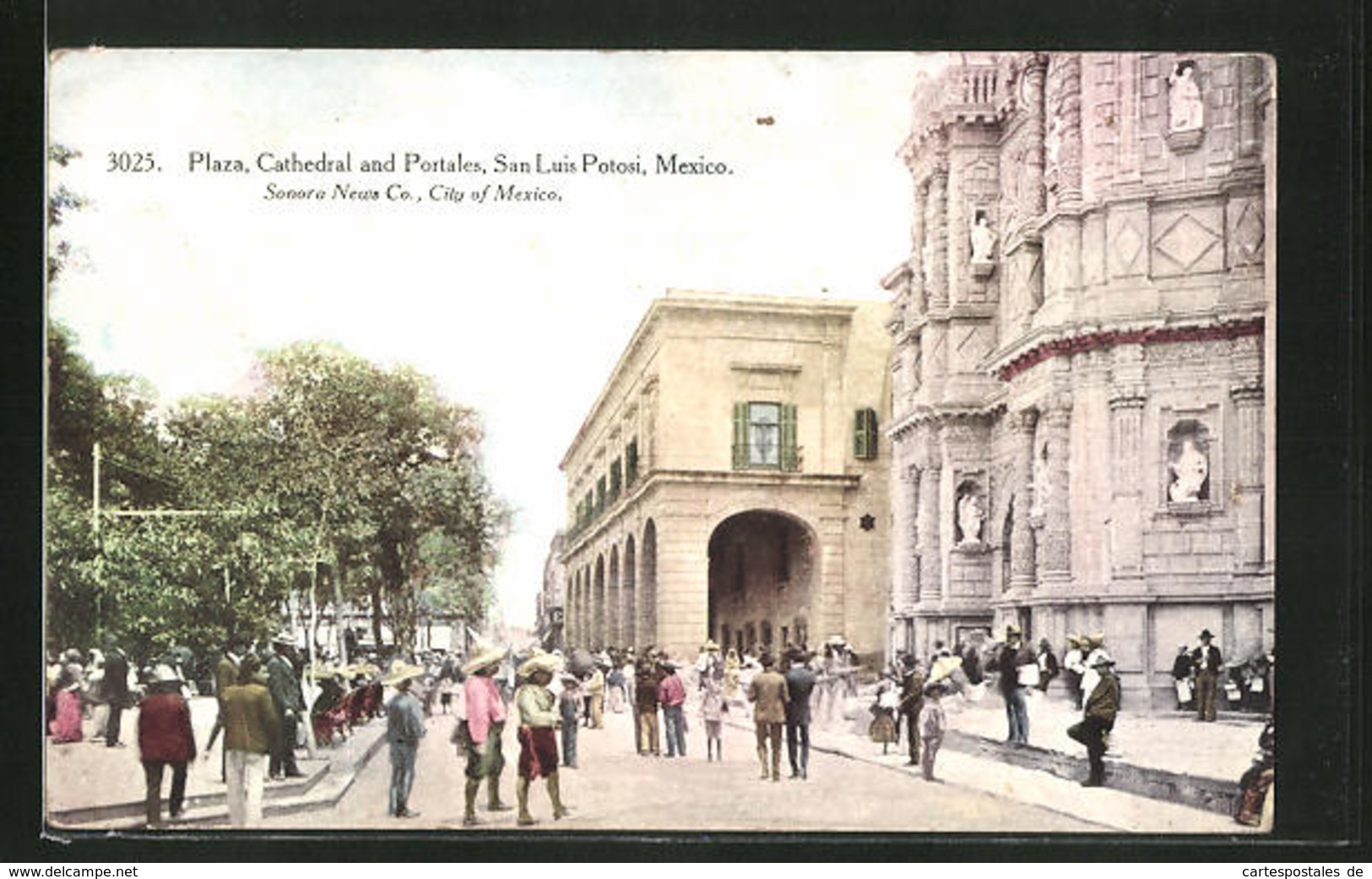 CPA San Luis Potosi, Plaza, Cathedral And Portales - México