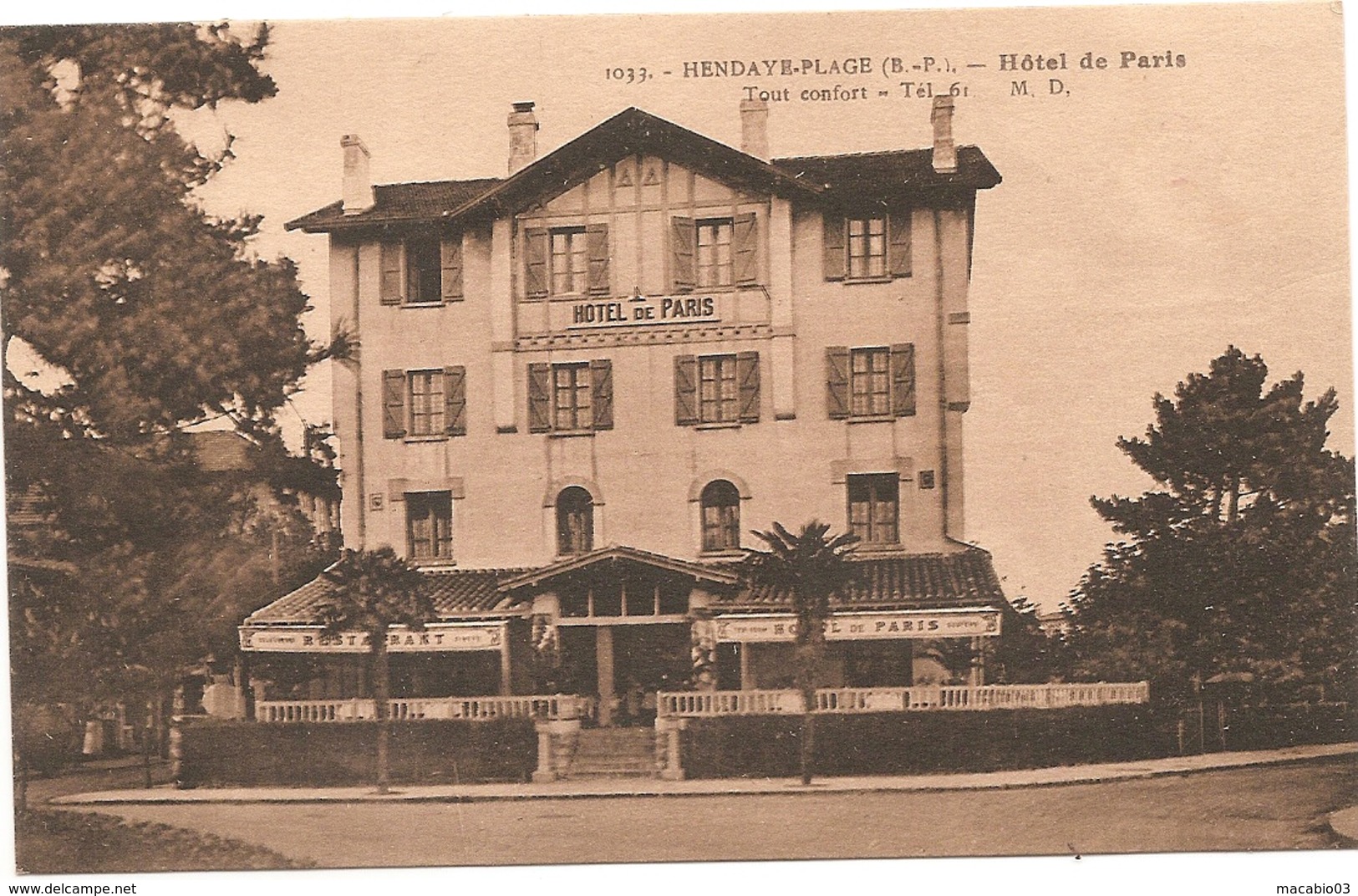 64  Pyrénées-Atlantiques : Hendaye Hôtel De Paris  Réf 4639 - Hendaye
